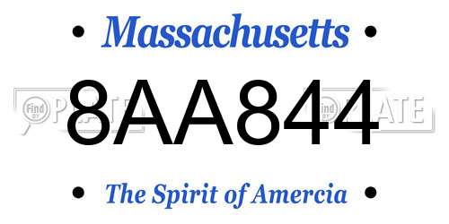 8AA844 Massachusetts License Plate