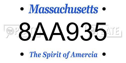 8AA935 Massachusetts License Plate