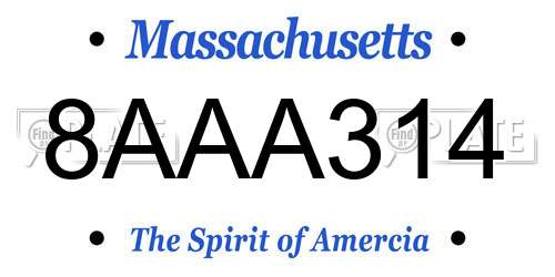 8AAA314 Massachusetts License Plate