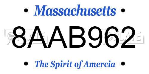 8AAB962 Massachusetts License Plate