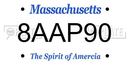 8AAP90 Massachusetts License Plate