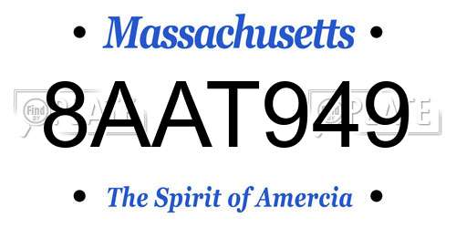 8AAT949 Massachusetts License Plate