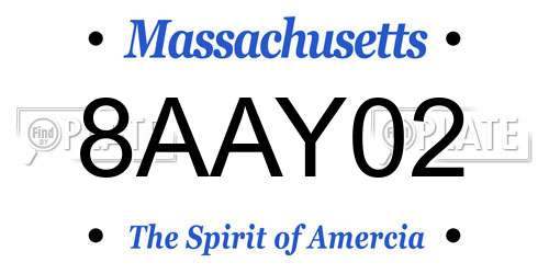 8AAY02 Massachusetts License Plate