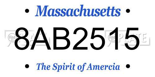 8AB2515 Massachusetts License Plate