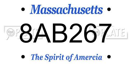 8AB267 Massachusetts License Plate