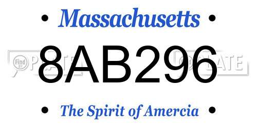 8AB296 Massachusetts License Plate