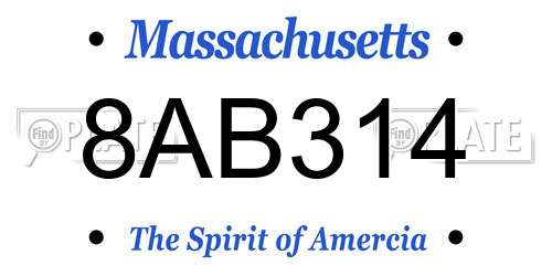 8AB314 Massachusetts License Plate