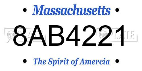 8AB4221 Massachusetts License Plate