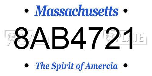 8AB4721 Massachusetts License Plate