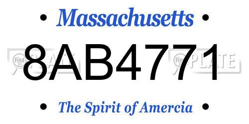 8AB4771 Massachusetts License Plate