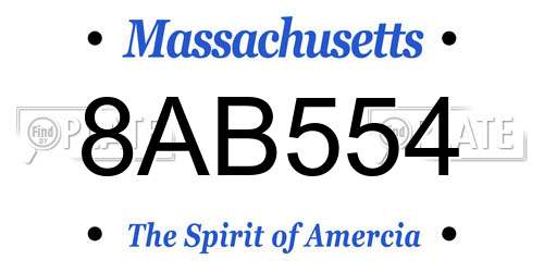 8AB554 Massachusetts License Plate