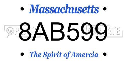 8AB599 Massachusetts License Plate