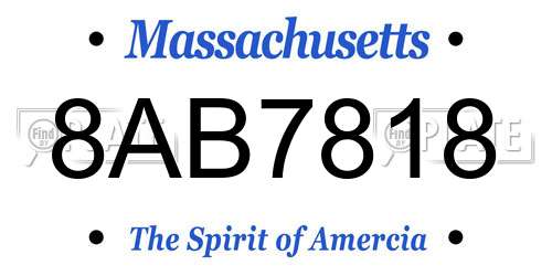 8AB7818 Massachusetts License Plate