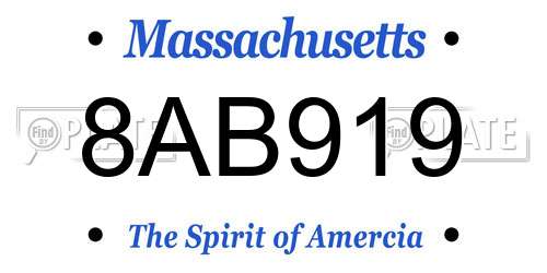 8AB919 Massachusetts License Plate