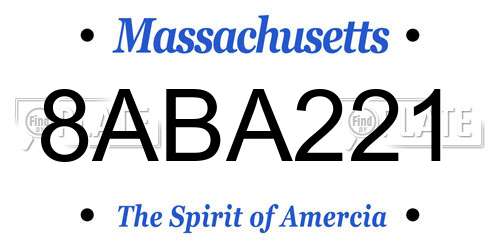 8ABA221 Massachusetts License Plate