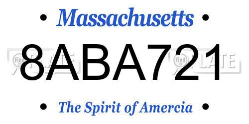 8ABA721 Massachusetts License Plate