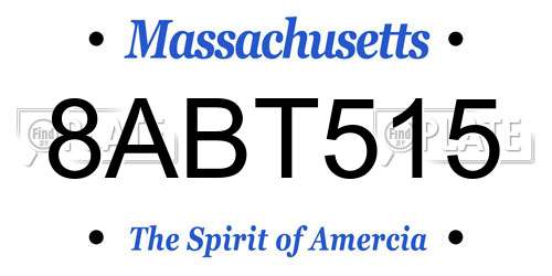 8ABT515 Massachusetts License Plate
