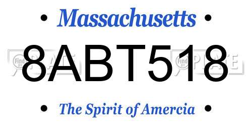 8ABT518 Massachusetts License Plate