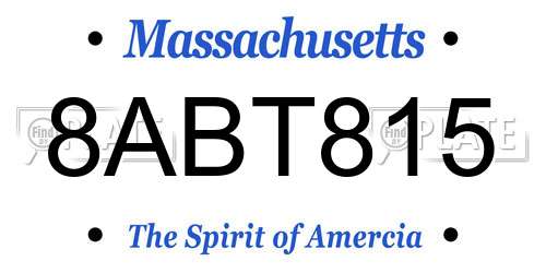 8ABT815 Massachusetts License Plate