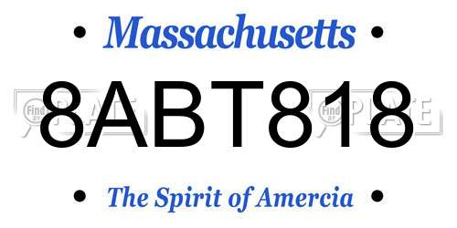 8ABT818 Massachusetts License Plate