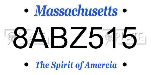 8ABZ515 Massachusetts License Plate