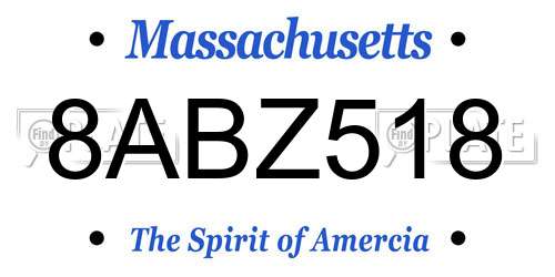 8ABZ518 Massachusetts License Plate