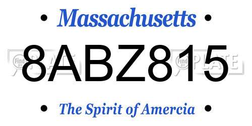 8ABZ815 Massachusetts License Plate
