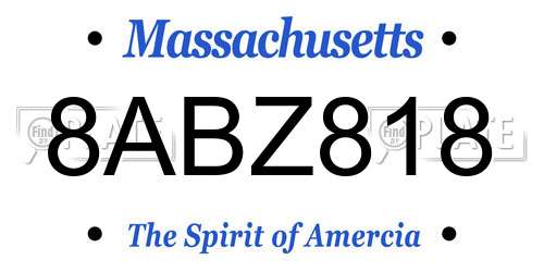 8ABZ818 Massachusetts License Plate