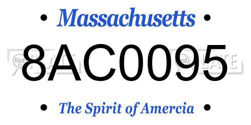 8AC0095 Massachusetts License Plate