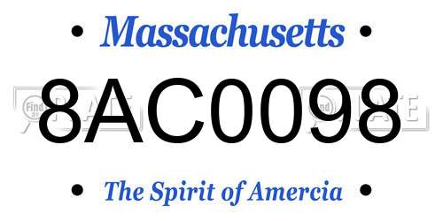 8AC0098 Massachusetts License Plate
