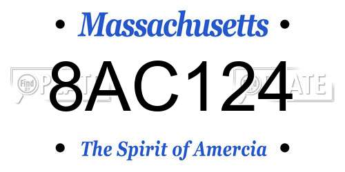 8AC124 Massachusetts License Plate