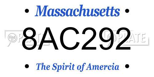 8AC292 Massachusetts License Plate