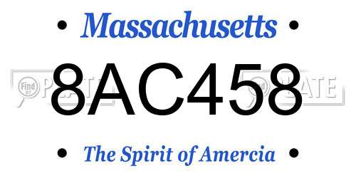 8AC458 Massachusetts License Plate