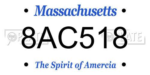 8AC518 Massachusetts License Plate