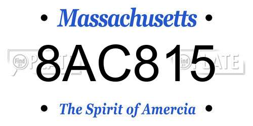 8AC815 Massachusetts License Plate