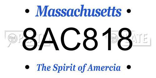 8AC818 Massachusetts License Plate