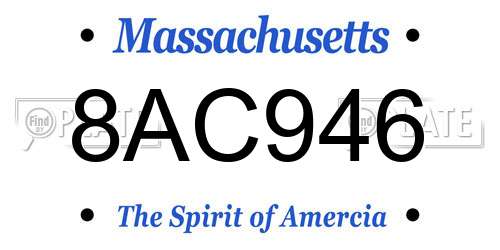 8AC946 Massachusetts License Plate