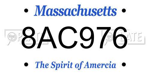 8AC976 Massachusetts License Plate