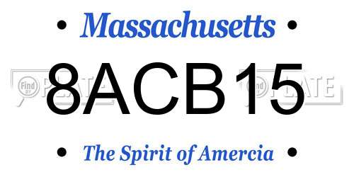 8ACB15 Massachusetts License Plate