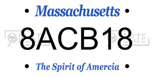 8ACB18 Massachusetts License Plate