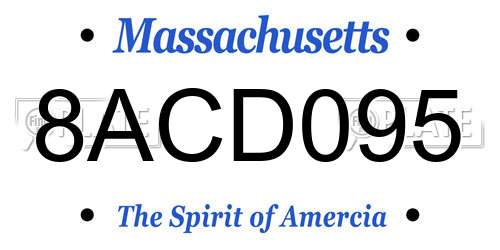 8ACD095 Massachusetts License Plate