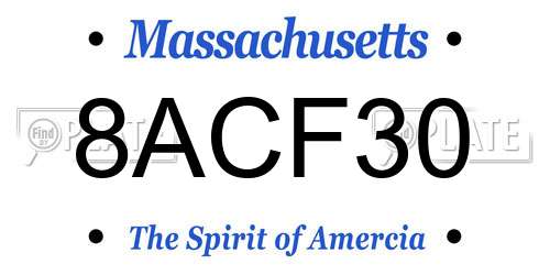 8ACF30 Massachusetts License Plate