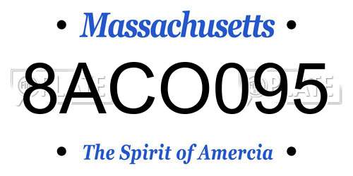 8ACO095 Massachusetts License Plate