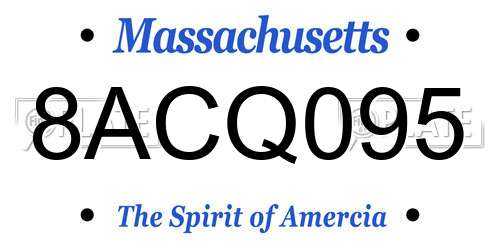 8ACQ095 Massachusetts License Plate