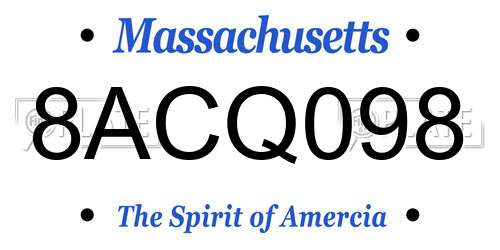 8ACQ098 Massachusetts License Plate