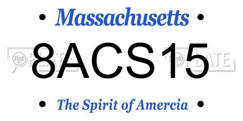 8ACS15 Massachusetts License Plate