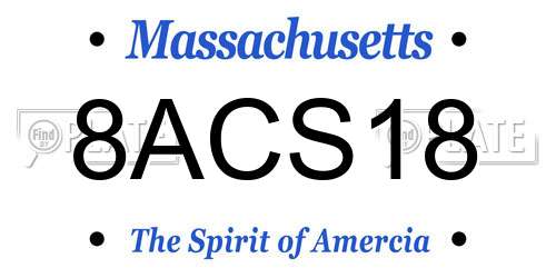 8ACS18 Massachusetts License Plate