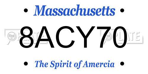 8ACY70 Massachusetts License Plate