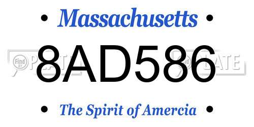 8AD586 Massachusetts License Plate