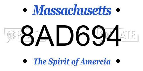 8AD694 Massachusetts License Plate